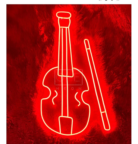 Letrero Led Neon Violin Instrumento Musica Alto70cm Luminoso