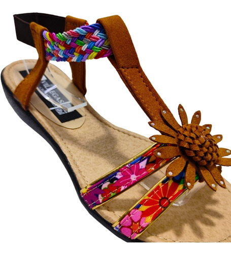 Huarache Sandalia Resorte Tira Colores Combinable Con Flor