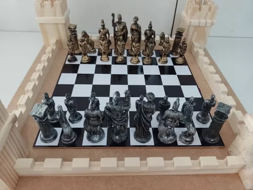 jogo de xadrez temático medieval Romano modelo 1