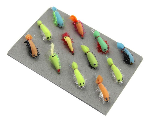 12pcs Moscas De Pesca De Camarones Cebos Artificiales