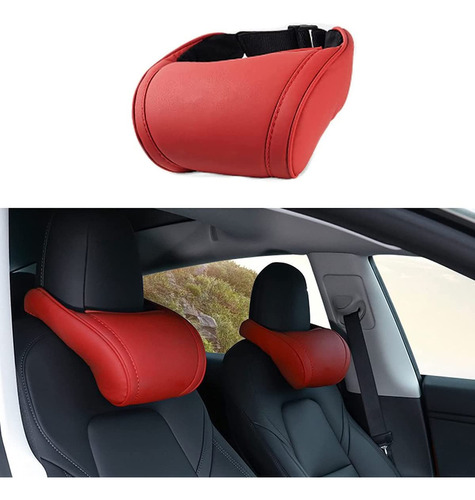 Laxmelpol Almohada Cuello Coche Para Tesla Soporte Rojo