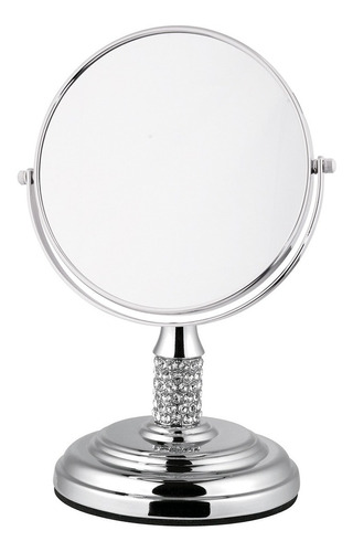 Imagen 1 de 10 de Espejo Para Maquillaje Aumento X3 Doble Faz Metal Strass 8cm