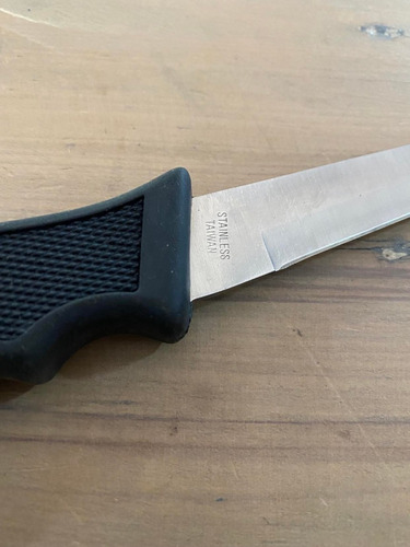 Cuchillo Curvo De Stainless Con Funda 15 Cm Hoja. Antiguo.