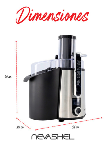Extractor de Jugos Profesional Nevashel AD-08, 1400W, 5 Velocidades, Vaso de 1 Litro, Display Digital, Automático, Ideal para Frutas y Verduras, Diseño Moderno, Uso Doméstico y Comercial, 127V
