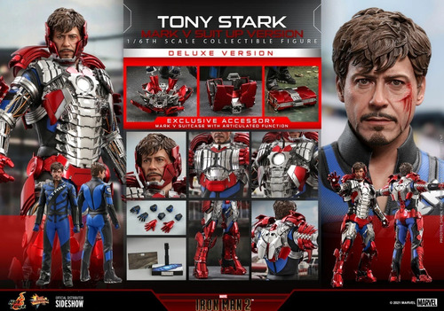 Hot Toys Tony Stark Mark V Suit Up Version Deluxe Escala 1/6