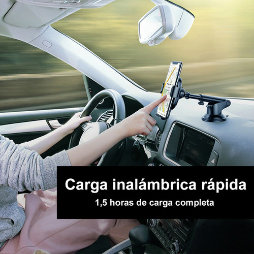 Soporte Metálico Celular Auto Carga Inalámbrica Rápida
