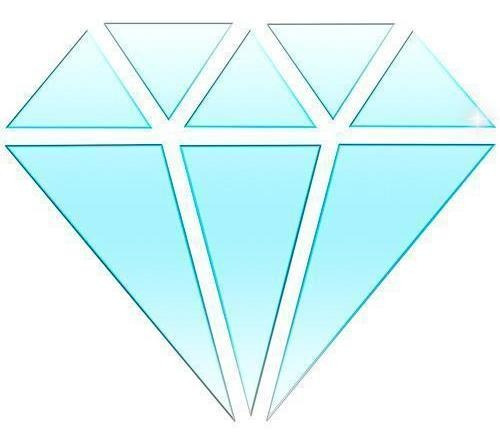 Acrílico Decorativo Espelhado Azul Em Formato De Diamante