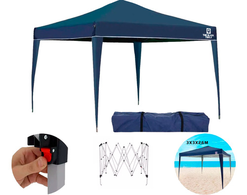 Tenda Praia Gazebo Dobrável Átrio 3x3x2,5m Aço E Poliéster