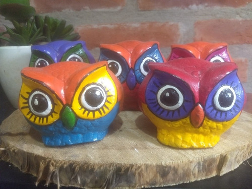 Lechuzas De Colores, Pintadas A Mano