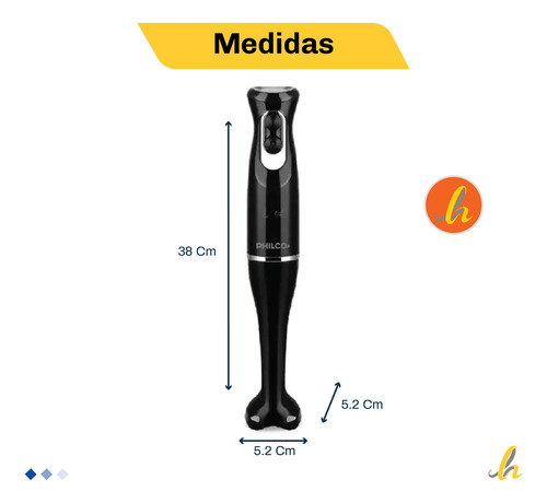 Imagen 4 de 4 de Philco Lm8507pp Licuadora De Mano Mixer 600w Negro Lh