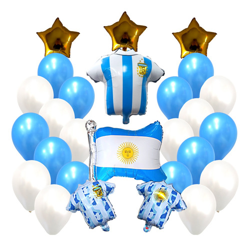 Combo Kit Deco Fiesta Globos Argentina Mundial N°1