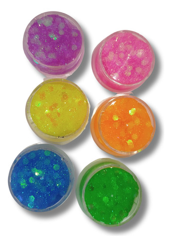 Party Box Bar Kit Glitter Gel X6 Potes Fluo Neon Fiesta Fx