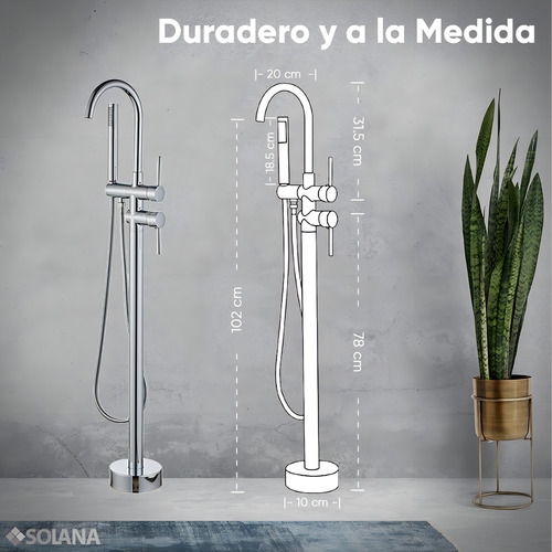 Solana BT6008 kit bañera estilo vintage 170x80x60 Cm y grifo cuello cisne color blanco y silver