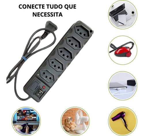 Filtro De Linha Régua Extensão 5 Tomadas Protetor Elétrico