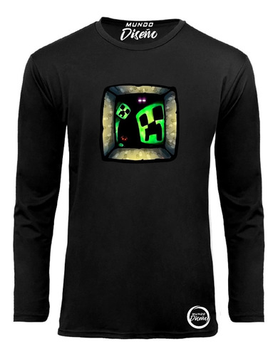 Poleras Manga Larga Para Hombre Minecraft Tunel