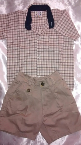 Short Y Camisa Conjunto Talla 2 Niños 1 A 2 Años Usado 