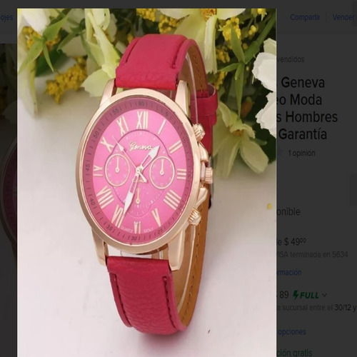 Reloj Geneva Rosa Oscuro Clasico Romano