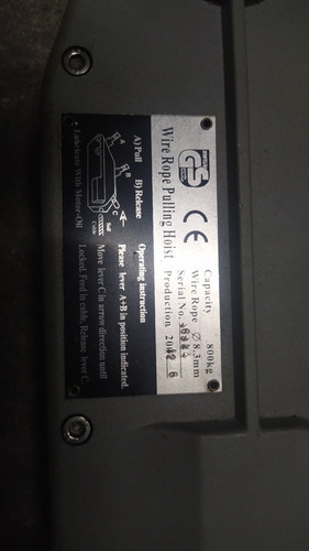 Imagen 3 de 3 de Tirfor De 800 Kg Torin