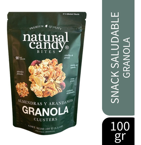 Snack Natural Candy Bites Granola Almendras Y Arándanos 100g