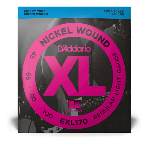 Cuerdas De Bajo Daddario Xl Nickel Wound 45-100