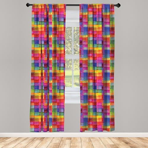 Cortinas Abstractas Ventana Diseño Geométrico Colores Arcoír