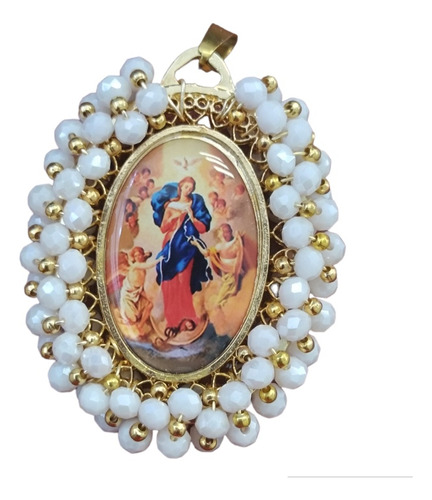 Medallon Bordado De La Virgen Desatadora De Nudos 