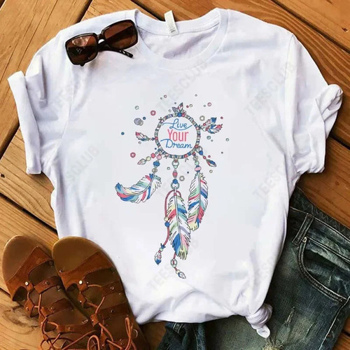 Camiseta De Mujer Con Cuello Redondo Y Manga Corta Con Estam