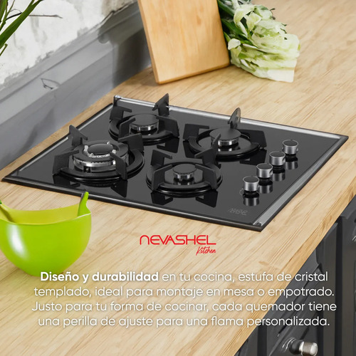 Parrilla A Gas Empotrable Estufa 4 Quemadores Ad-14 Plateado