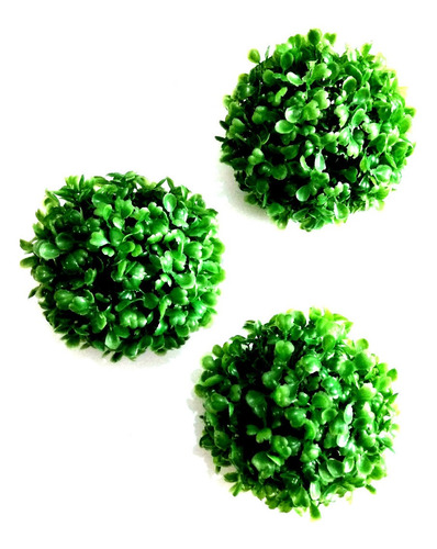 Esferas Follaje Verde Artificial 12 Cms Set 3 Pzas Topiario