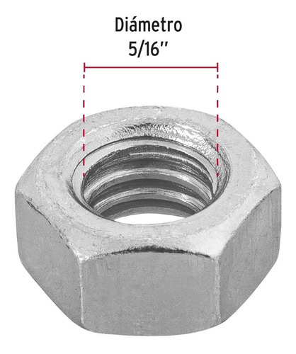 Bolsa C/150 Tuercas 5/16 Hexagonales Acero Galvanizado 44549