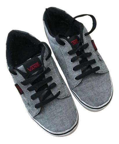 Zapatillas Vans Niño Color Gris Cordones Negros