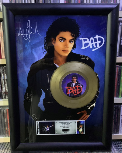 Michael Jackson - Bad Disco Enmarcado Dorado