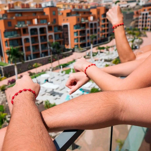 2 Pulseiras 7 Nós Cabala Kabbalah Contra Inveja E Mal Olhado Cor Vermelho