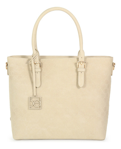 Bolsa Tote Para Mujer Cloe Suede Con Charm Color Beige