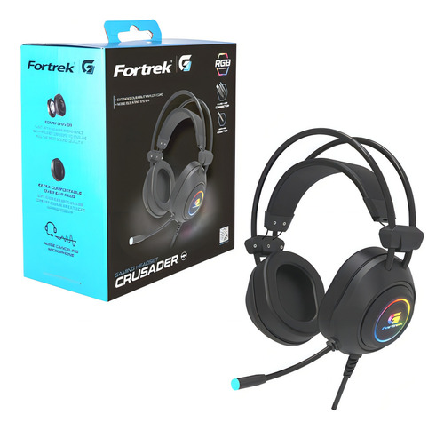 Fone De Ouvido Headset Gamer Fortrek Crusader Com Microfone Preto