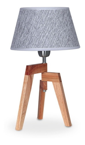 Velador Plegable Madera Paraiso Pantalla Arpillera Gris 1160