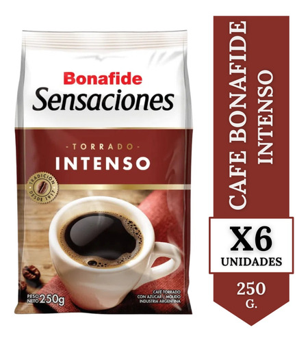 Café Bonafide Sensaciones Torrado Intenso Pack X 6 X 250g.