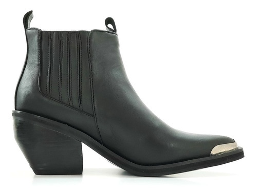 Bota Texana Mujer Cuero Negro Elastizadas Quica Amelie  