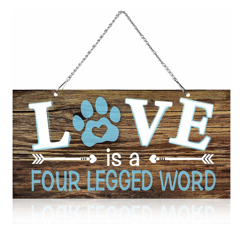 Placa Decorativa Pared 10.0 X 5.0 in Texto «love Is Four Pet