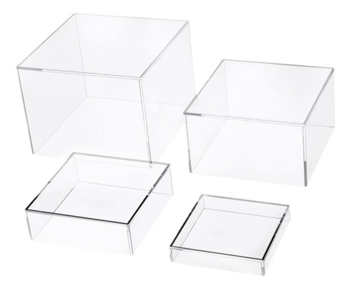 4 Peças Cubo Acrílico Caixa De Exibição Riser Food Riser