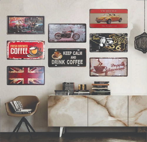 Imagen 5 de 10 de 1 Placas Metálicas Poster Decorativas 30 X 15 Vintage Retro