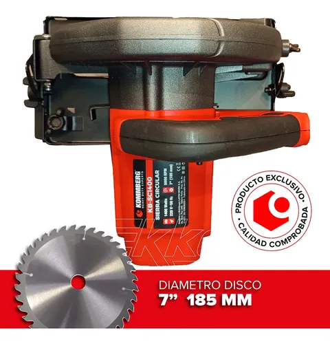 Sierra Circular Kommberg 5000 Rpm Eléctrica 1400w Disco 7 PuLG 185 Mm Y Guía Incluidos Kb-sc1400 - imagen 7