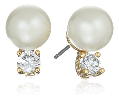 Kate Spade New York Pendientes De Botón Pearl Studs, Metal.