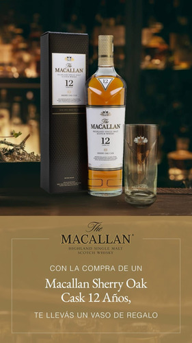 Whisky The Macallan Sherry Oak 700ml + 1 Vaso Personalizado