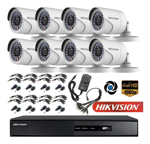 Imagen 4 de 10 de Kit Hikvision Full Hd Dvr 8ch + 8 Camaras 2mp Ext + Balun