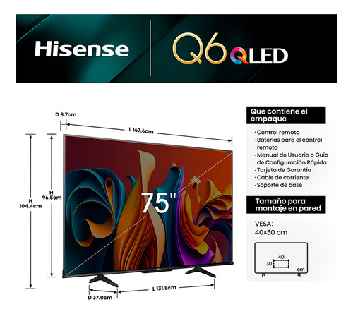 Smart Tv Hisense Qled 75q6n