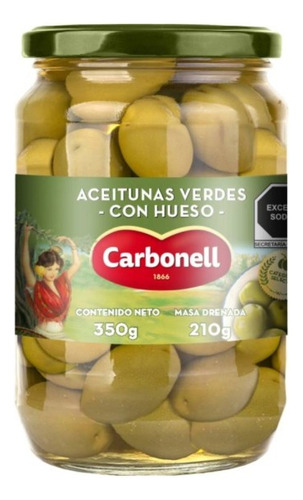 Aceitunas Verdes Carbonell Con Hueso 350 G