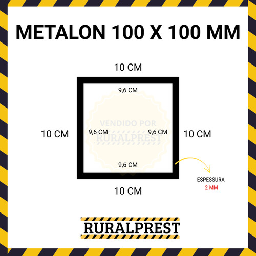 Metalon 100x100 Mm - Barra Aço - 10 Peças De 10 Cm (100 Mm)