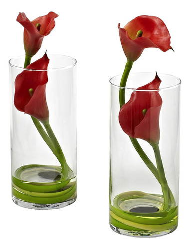 Casi Natural 1390-rd-s2 Doble Calla Lirio Con Cilindro, Rojo