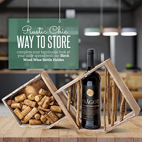 Soporte Botellas De Vino Rústico De Madera De Abedul, ...